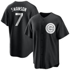 C.Cubs #7 Dansby Swanson Player Black Game Gdoa Stitched Jerseys