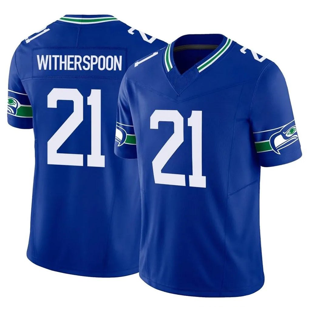 S.Seahawks #21 Devon Witherspoon Player Royal Limited Throwback Vapor F.U.S.E. Home Game Gdoa Stitched Jerseys
