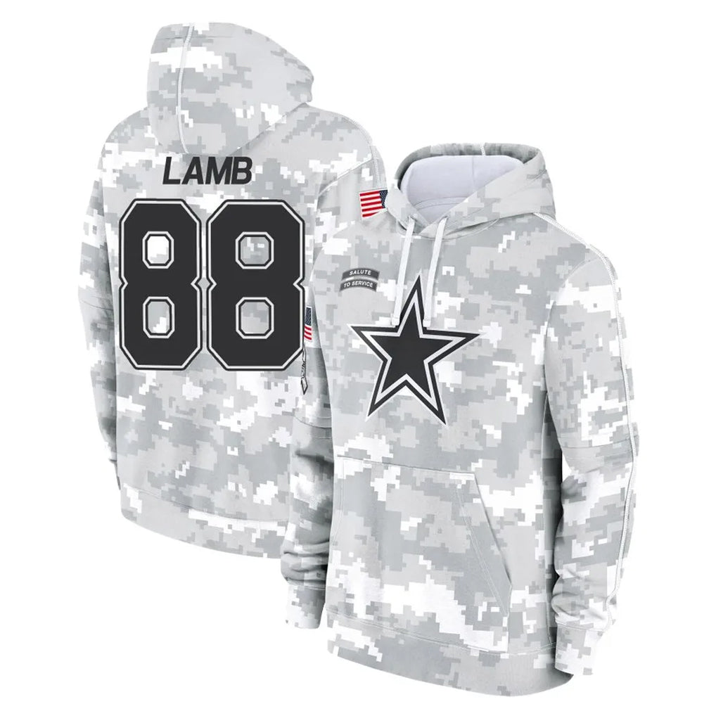 D.Cowboys #88 CeeDee Lamb Player Arctic Camo Salute to Service Hoodies Limited Game Gdoa Stitched Jerseys