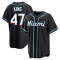M.Marlins #47 John King Player Black Fashion Out Home Game Fdoa Stitched Jerseys