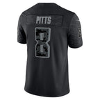 A.Falcons #8 Kyle Pitts Sr. Player Black RFLCTV Limited Gdoa Stitched Jerseys