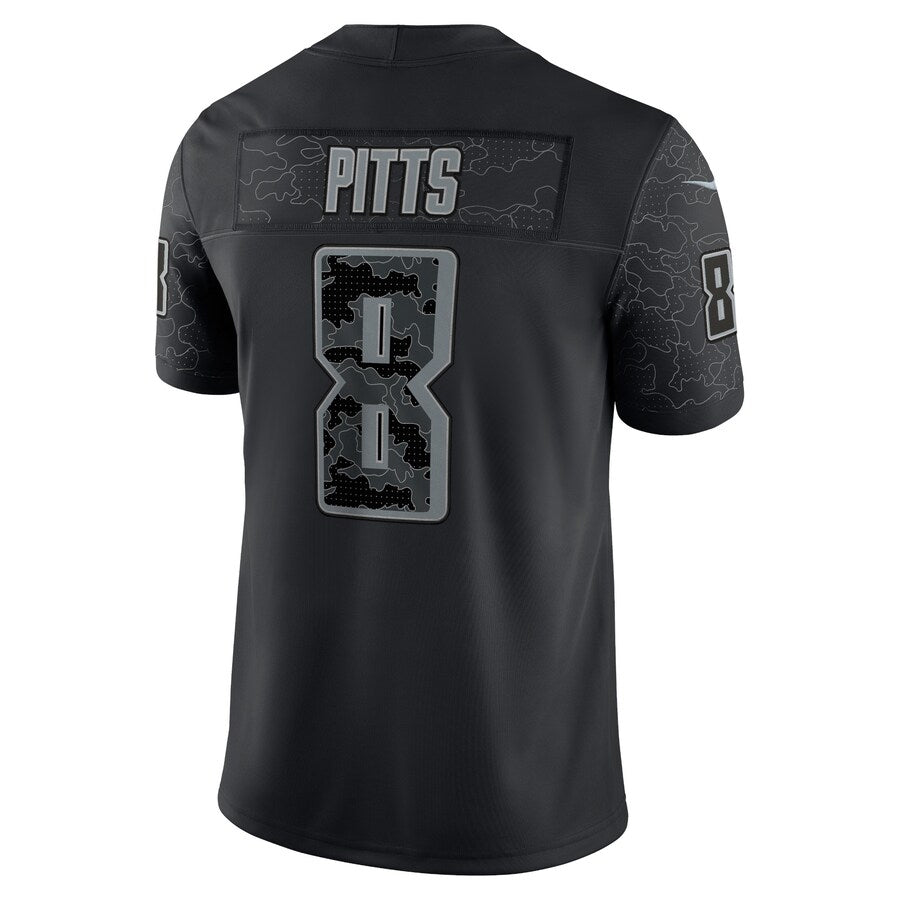 A.Falcons #8 Kyle Pitts Sr. Player Black RFLCTV Limited Gdoa Stitched Jerseys
