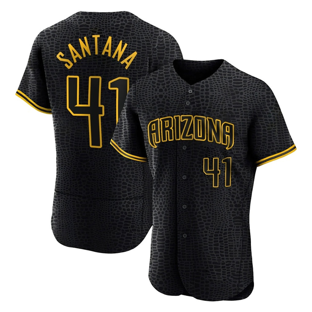 A.Diamondbacks #41 Carlos Santana Player Black Snake Skin City Limited Elite Home Game Gdoa Stitched Jerseys