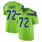 S.Seahawks #72 Abraham Lucas Player Green Limited Color Rush Home Game Gdoa Stitched Jerseys