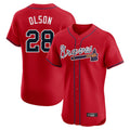 A.Braves #28 Matt Olson Player Red Limited Elite Home Game Gdoa Stitched Jerseys