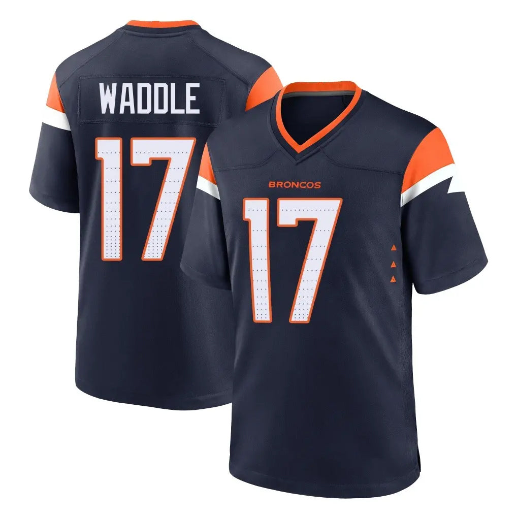 D.Broncos #17 Jaylen Waddle Player Navy Home Game Gdoa Stitched Jerseys