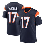 D.Broncos #17 Jaylen Waddle Player Navy Home Game Gdoa Stitched Jerseys