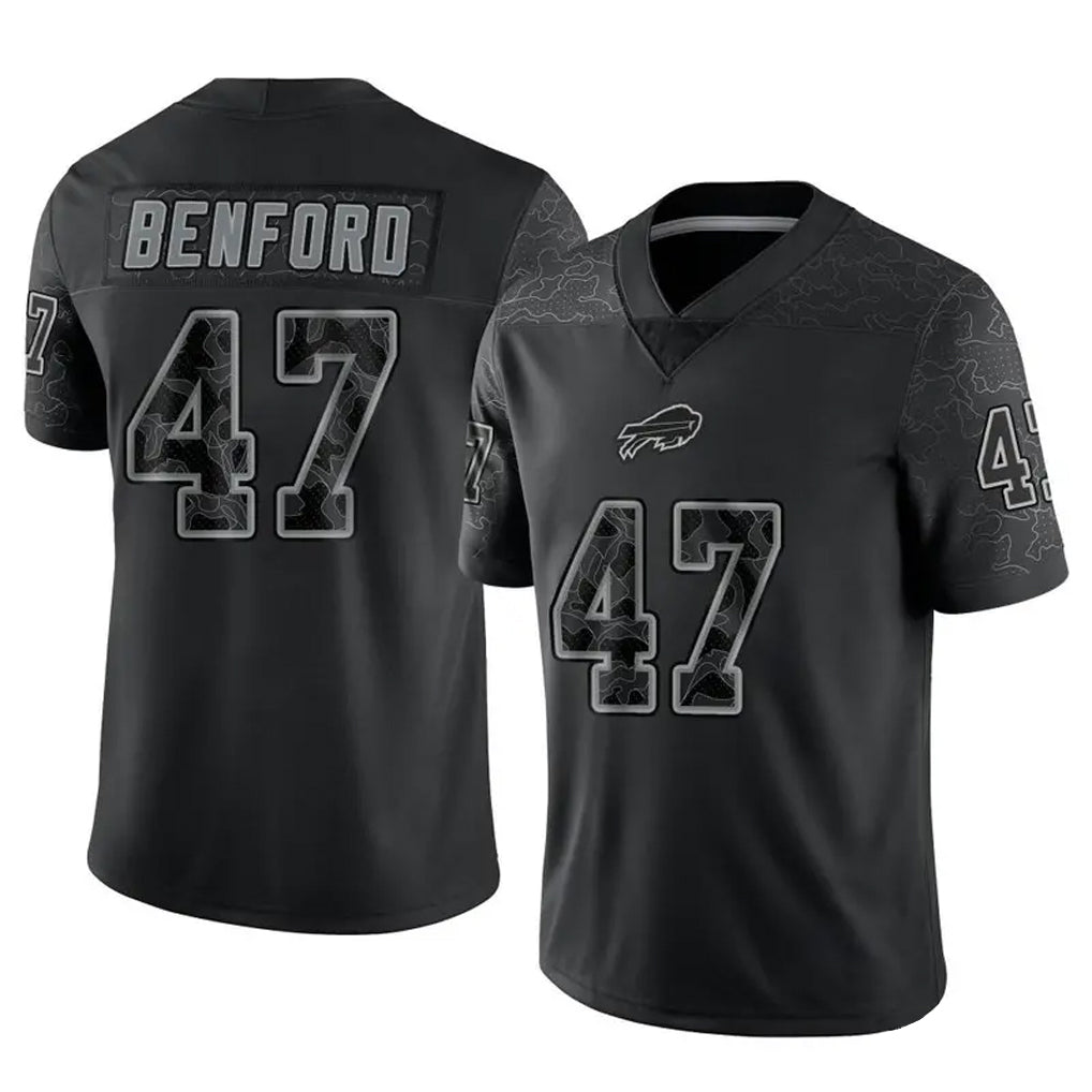 B.Bills #47 Christian Benford Player Black RFLCTV Limited Gdoa Stitched Jerseys