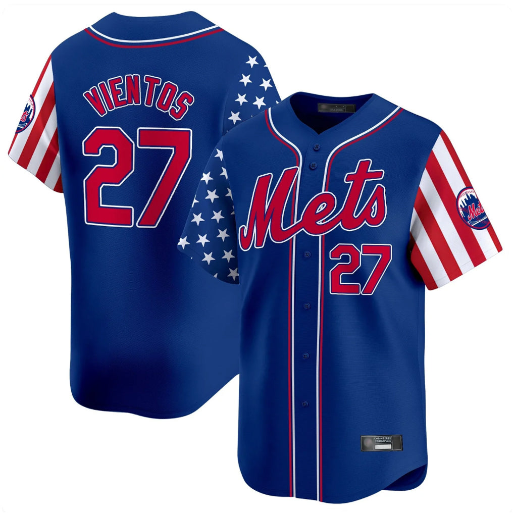 NY.Mets #27 Mark Vientos Player Royal 2025 Independence Day Vapor Premier Limited  Fdoa Stitched Jerseys