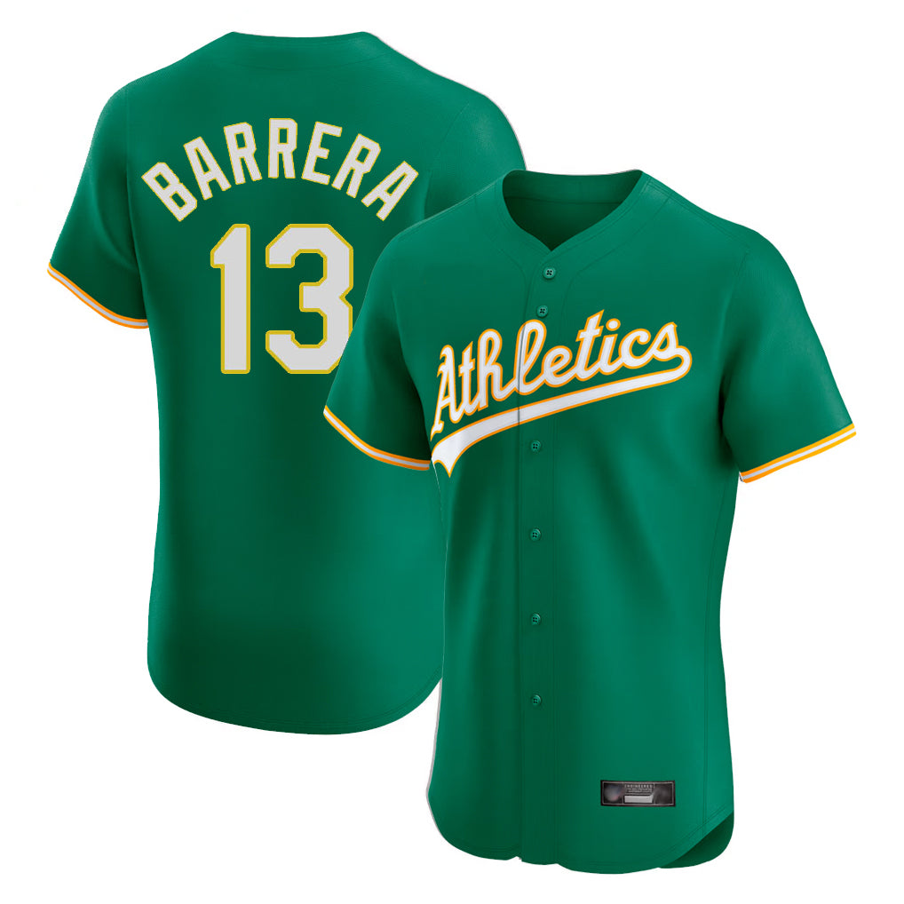 Athletics #13 Luis Barrera Player Kelly Green Limited Elite Home Game Gdoa Stitched Jerseys