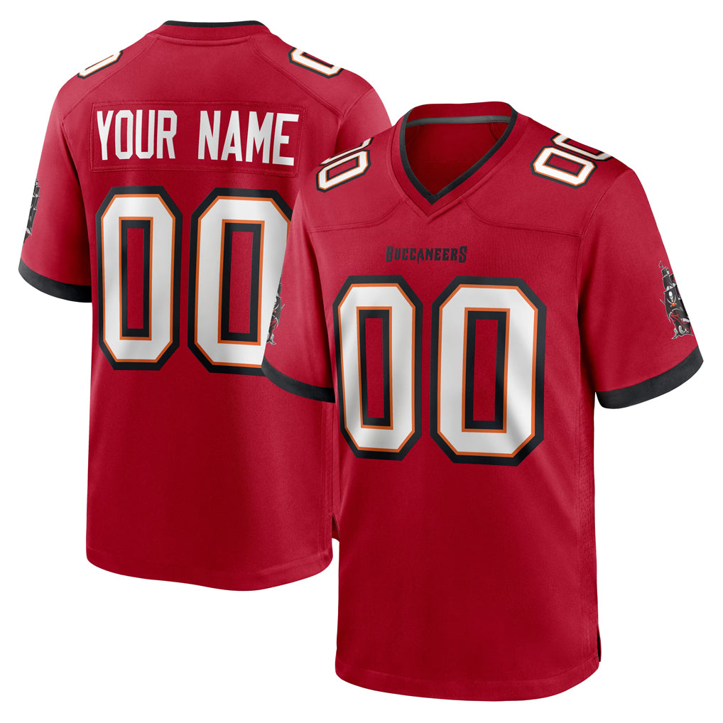 Custom TB.Buccaneers Red Home Game Any Name & Numbers Gdoa Stitched Jerseys