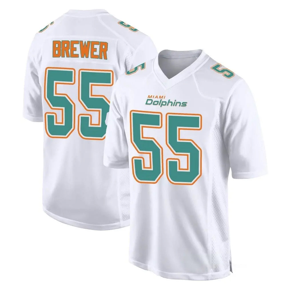M.Dolphins #55 Aaron Brewer Player White Fashion Home Game Gdoa Stitched Jerseys