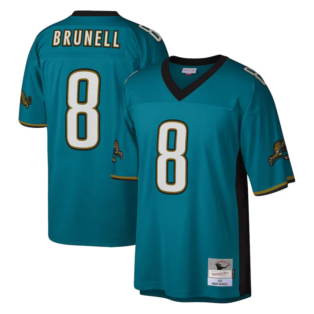 J.Jaguars #8 Mark Brunell?Player Teal Mitchell & Ness Legacy Home Game Gdoa Stitched Jerseys