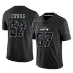 S.Seahawks #67 Charles Cross Player Black Limited Reflective Home Game Gdoa Stitched Jerseys