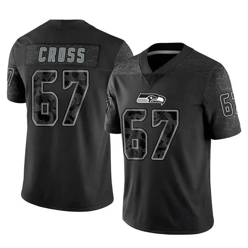 S.Seahawks #67 Charles Cross Player Black Limited Reflective Home Game Gdoa Stitched Jerseys