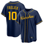 M.Brewers #10 Sal Frelick Player Navy Home Game Fdoa Stitched Jerseys
