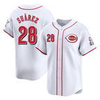 C.Reds #28 Eugenio Su¨¢rez Player White Home Limited Gdoa Stitched Jerseys