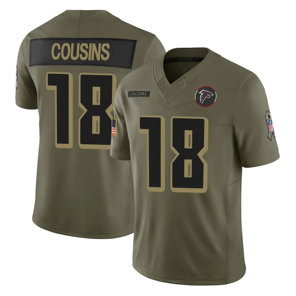 A.Falcons #18 Kirk Cousins Player Olive Salute To Service Limited Home Game Gdoa Stitched Jerseys