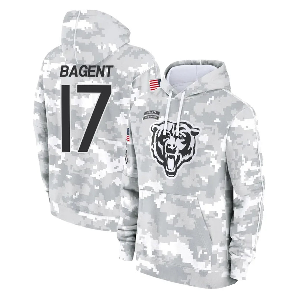 C.Bears #17 Tyson Bagent Player Arctic Camo Salute to Service Pullover Hoodies Limited Gdoa Stitched Jerseys