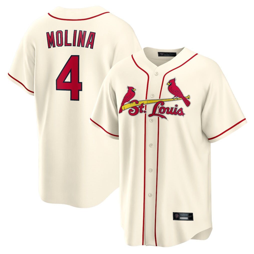 St. Louis Cardinals #4 Yadier Molina Player Cream Home Game Fdoa Stitched Jerseys