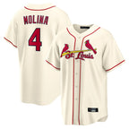 St. Louis Cardinals #4 Yadier Molina Player Cream Home Game Fdoa Stitched Jerseys