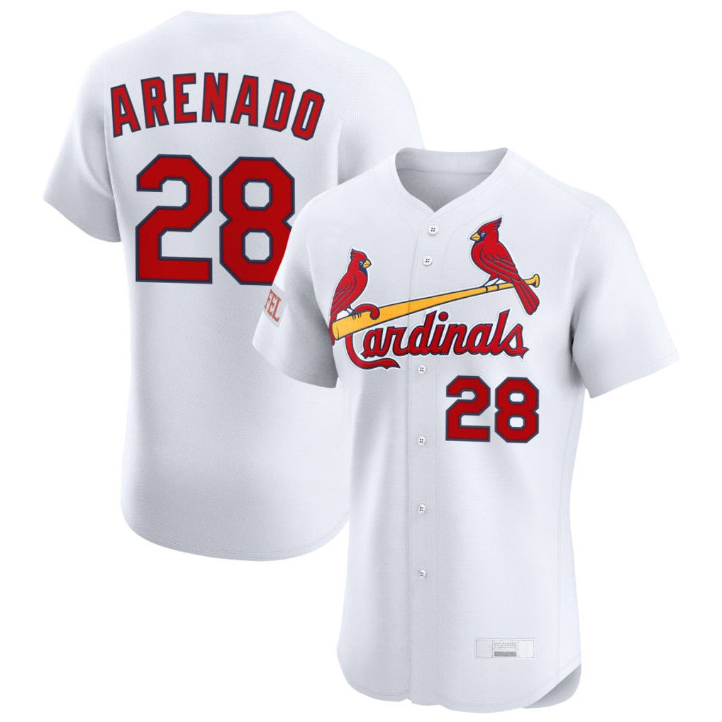 St. Louis Cardinals #28 Nolan Arenado Player White Home Limited Elite Fdoa Stitched Jerseys