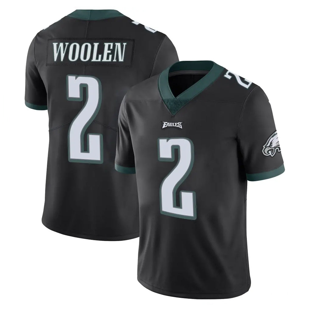 P.Eagles #2 Riq Woolen Player Black Limited Vapor Untouchable Home Game Gdoa Stitched Jerseys