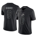 D.Lions #0 Jahmyr Gibbs Player Black Reflective Limited Home Game Gdoa Stitched Jerseys
