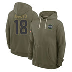 S.Seahawks #18 Elijah Arroyo Player Olive Salute to Service Pullover Hoodies Limited Gdoa Stitched Jerseys