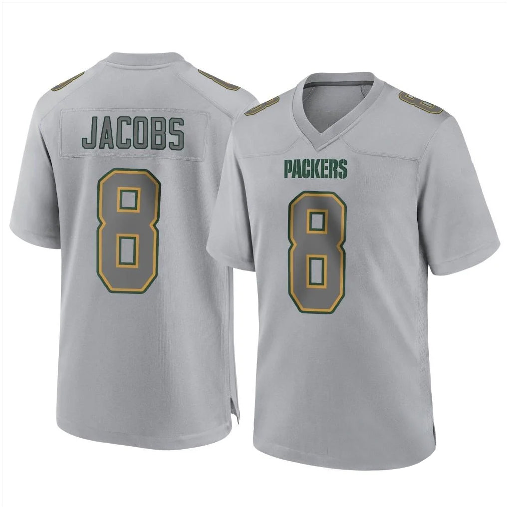 GB.Packers #8 Josh Jacobs Player Gray Atmosphere Fashion Home Game Gdoa Stitched Jerseys