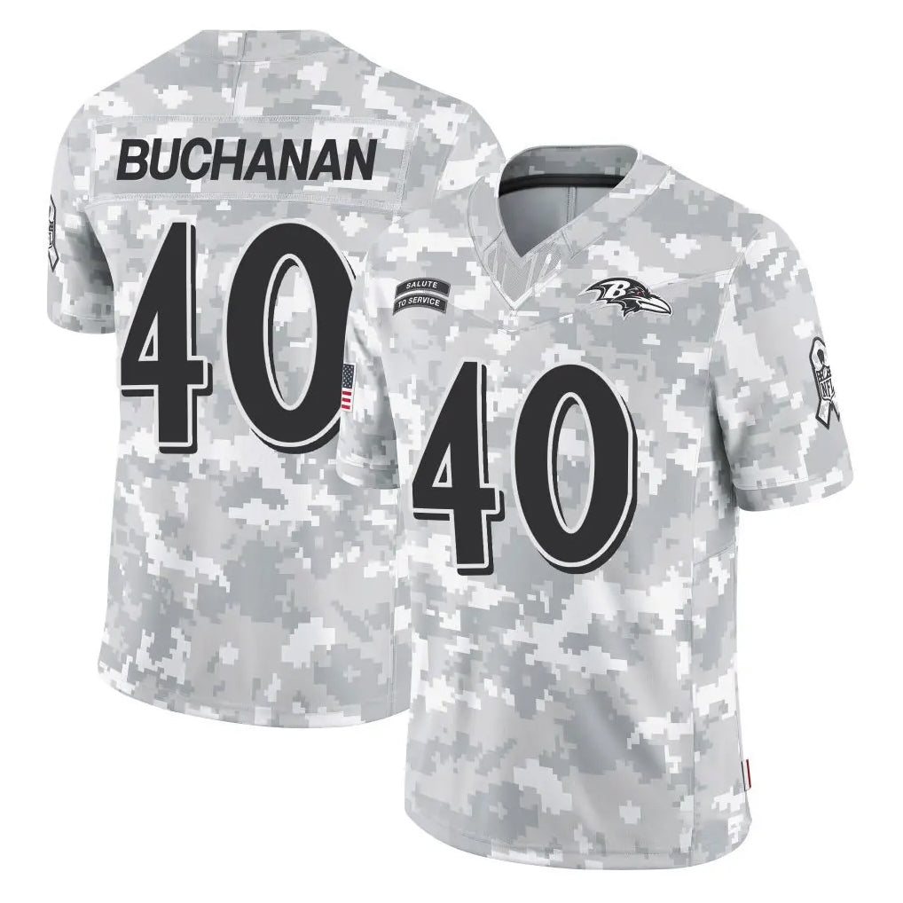 B.Ravens #40 Teddye Buchanan Player Arctic Camo Salute to Service Limited Gdoa Stitched Jerseys