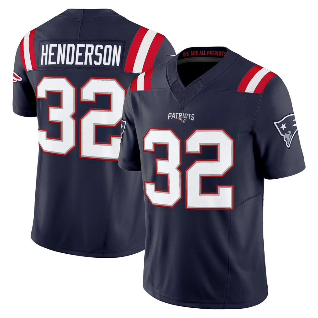 NE.Patriots #32 TreVeyon Henderson Player Navy Limited Vapor F.U.S.E. Home Game Gdoa Stitched Jerseys