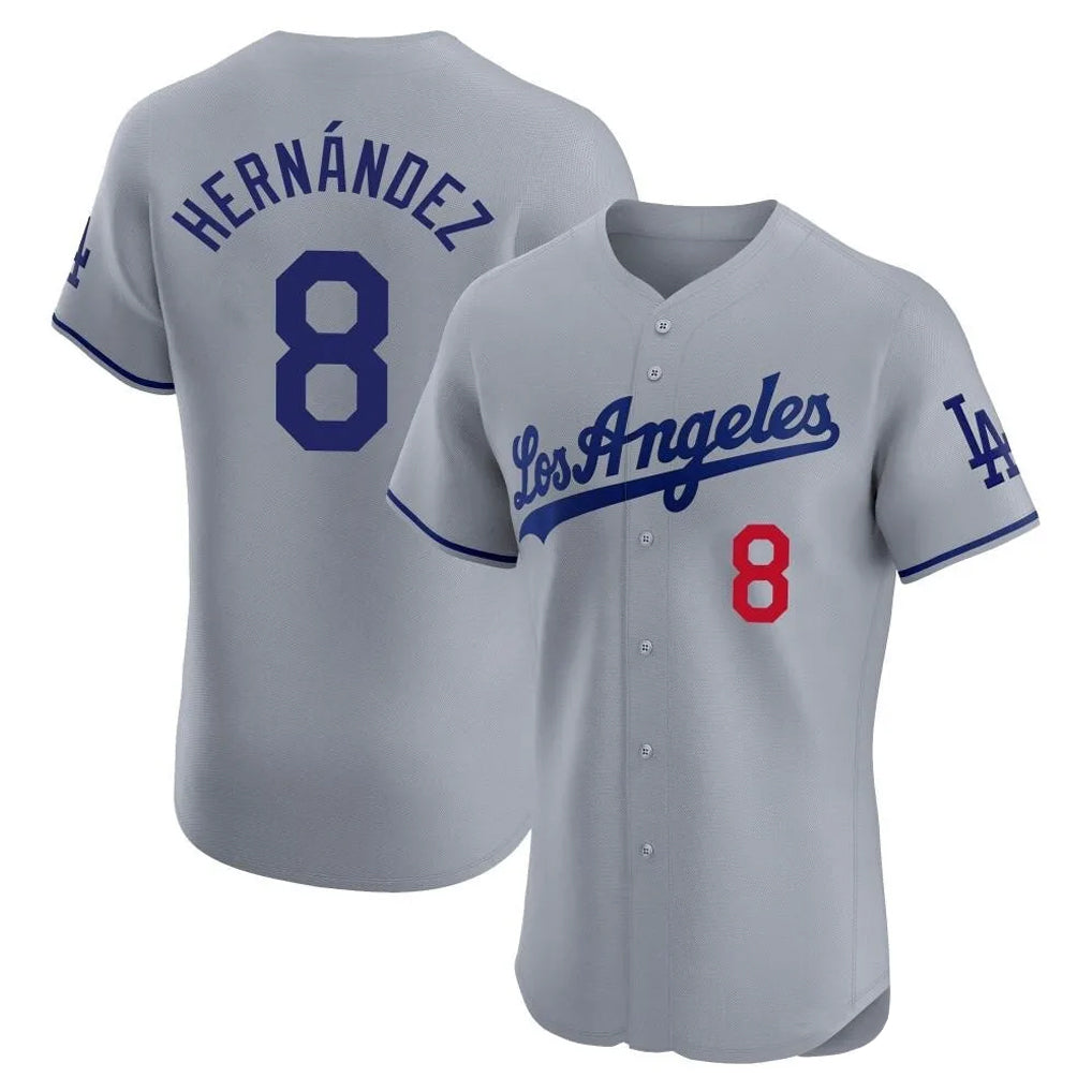 LA.Dodgers #8 Enrique Hern¨¢ndez Player Gray Limited Elite Home Fdoa Stitched Jerseys
