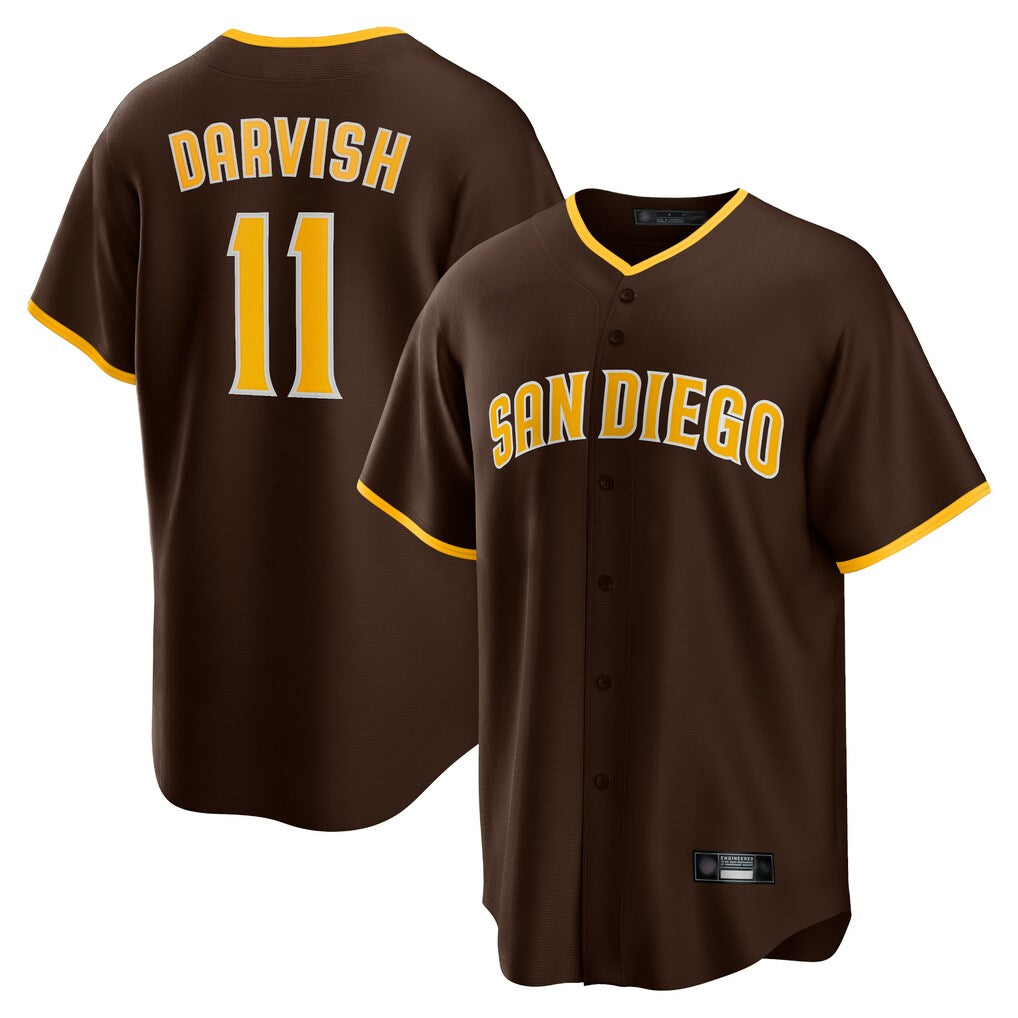 S.Diego Padres #11 Yu Darvish Player Brown Alternate Replica Game Fdoa Stitched Jerseys