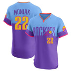C.Rockies #22 Mickey Moniak Player Purple-Light Blue City Connect Limited Elite Home T-shirt Gdoa Stitched Jerseys