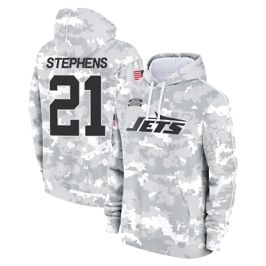 NY.Jets #21 Brandon Stephens Player Arctic Camo Salute to Service Pullover Hoodies Limited Game Gdoa Stitched Jerseys