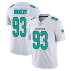 M.Dolphins #93 Zeek Biggers Player White Limited Vapor Untouchable Home Game Gdoa Stitched Jerseys