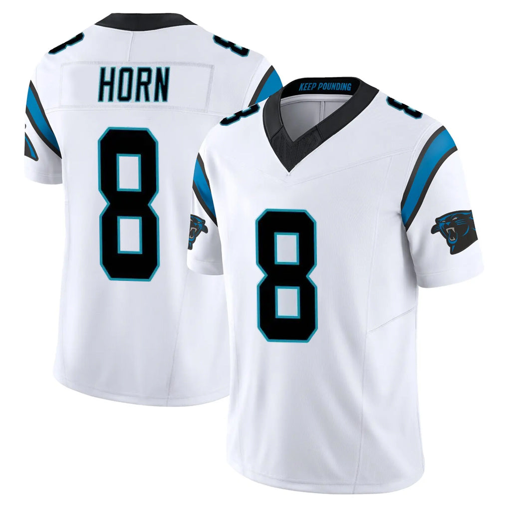 C.Panthers #8 Jaycee Horn Player White Vapor F.U.S.E. Limited Home Game Gdoa Stitched Jerseys