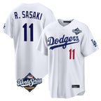 LA.Dodgers #11 Roki Sasaki Player White World Series Home Game Fdoa Stitched Jerseys