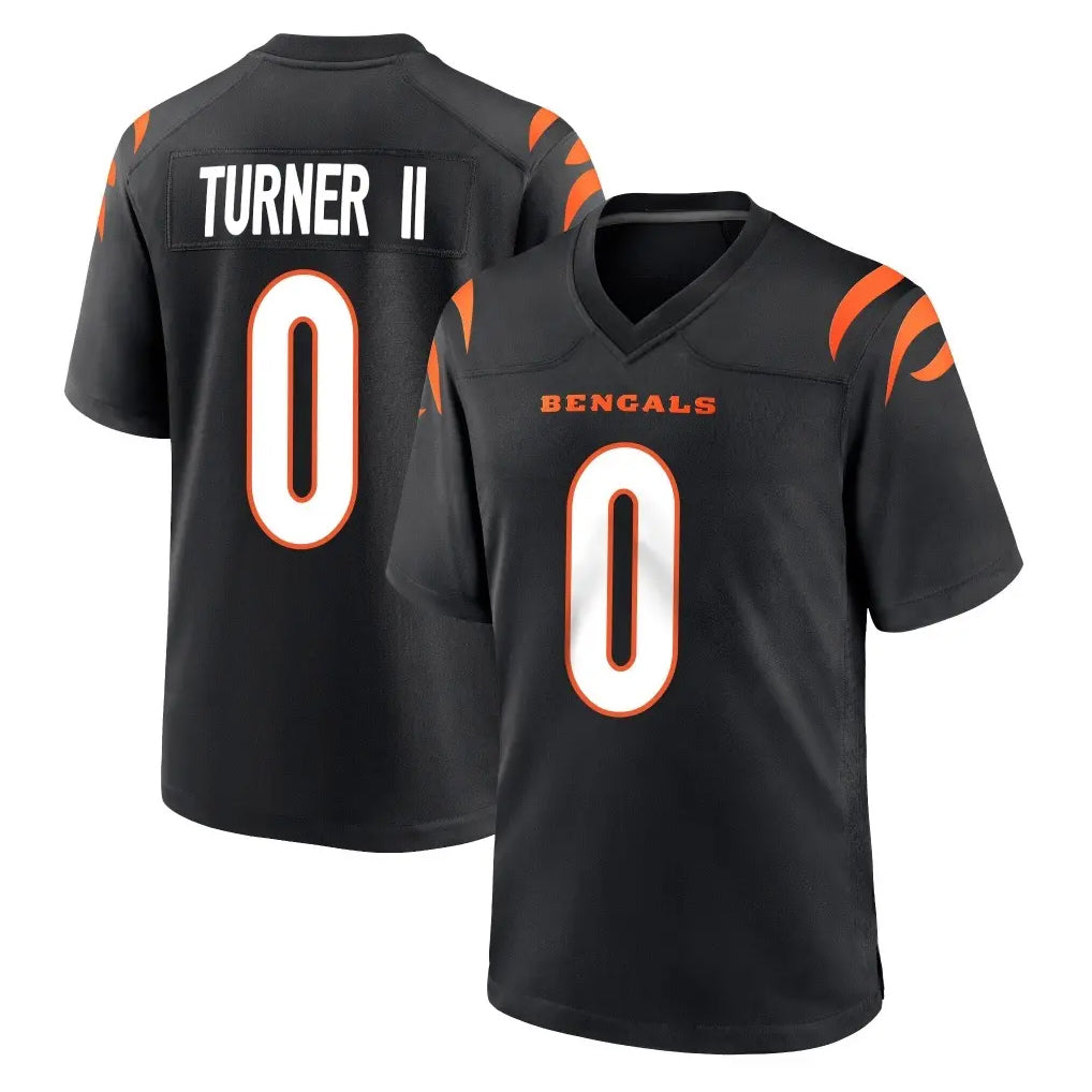 C.Bengals #0 DJ Turner II Player Black Home Game Gdoa Stitched Jerseys