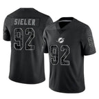 M.Dolphins #92 Zach Sieler Player Black Reflective Limited Game Gdoa Stitched Jerseys