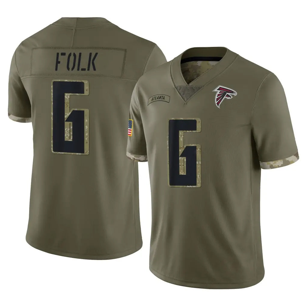 A.Falcons #6 Nick Folk Player Olive Salute To Service Limited Gdoa Stitched Jerseys