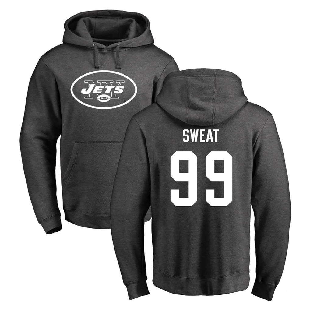 NY.Jets #99 T'Vondre Sweat Player Gray Pullover Hoodies Limited Game Gdoa Stitched Jerseys