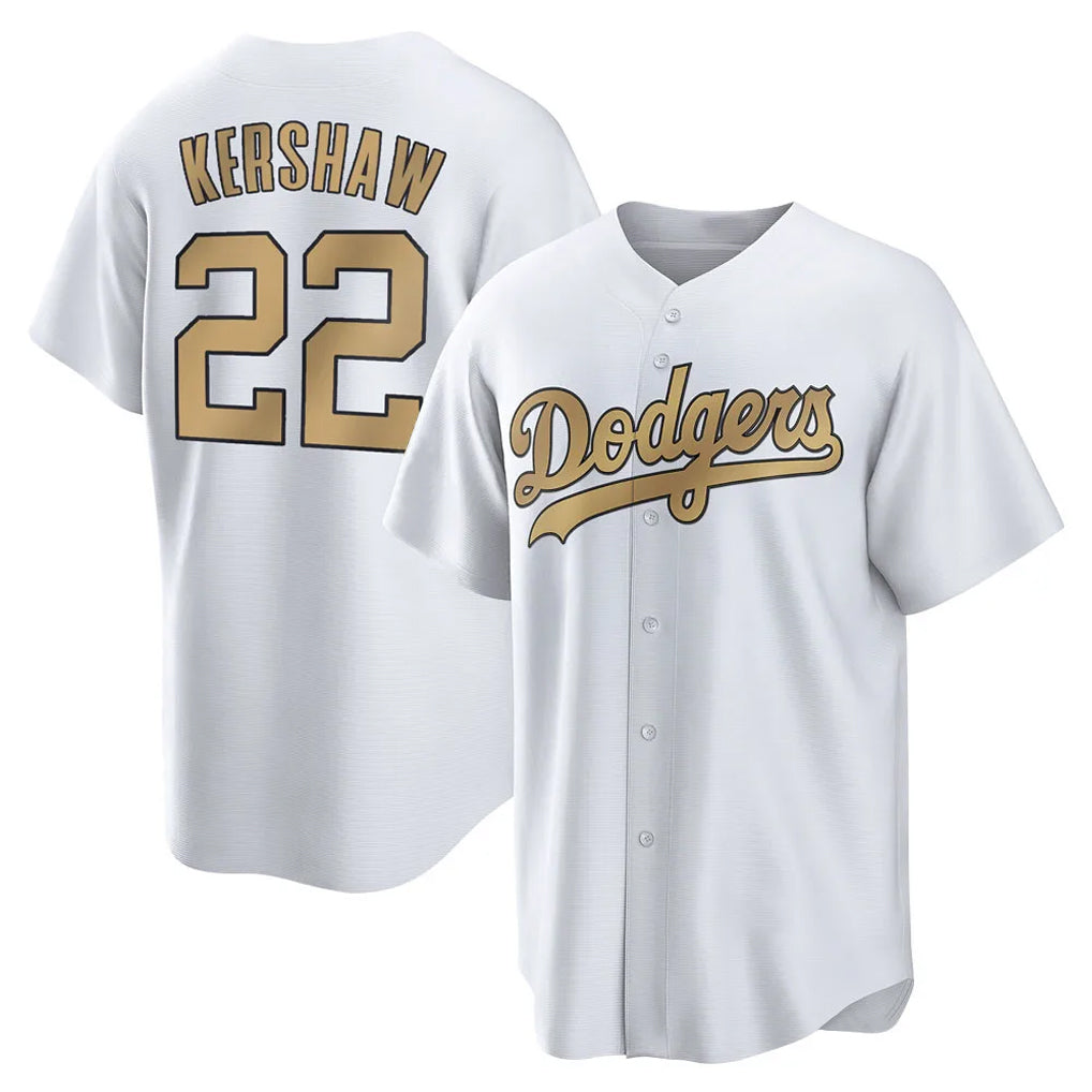 LA.Dodgers #22 Clayton Kershaw Player Gold Collection Game Home Fdoa Stitched Jerseys