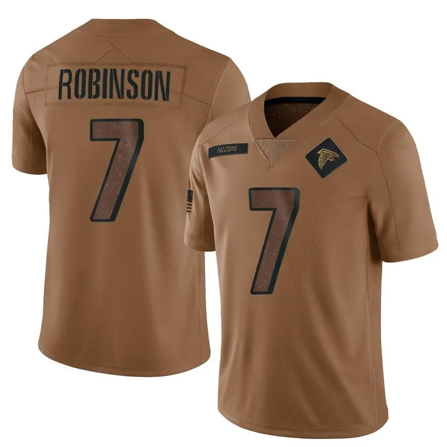 A.Falcons #7 Bijan Robinson Player Brown Salute To Service Limited Gdoa Stitched Jerseys