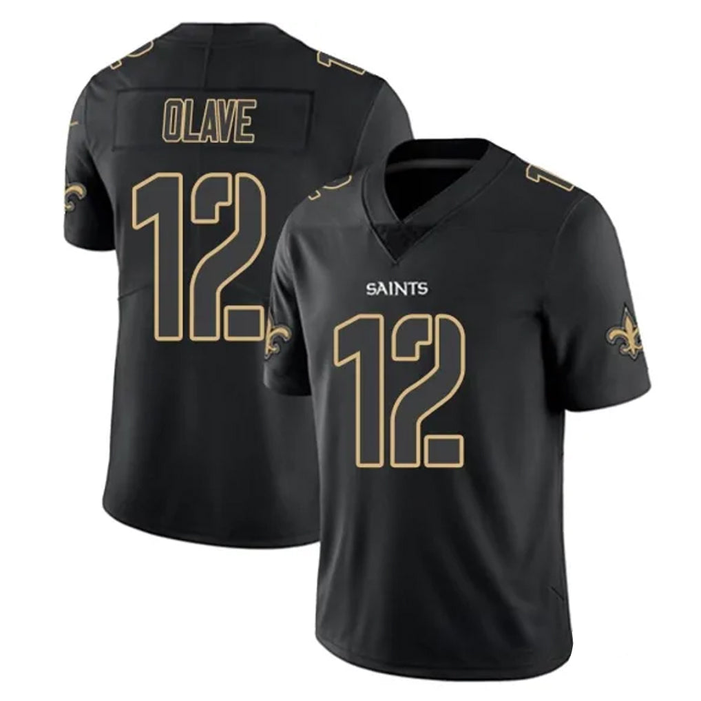 NO.Saints #12 Chris Olave Player Black Impact Limited Home Game Gdoa Stitched Jerseys