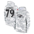 B.Ravens #79 Ronnie Stanley Player Arctic Camo Salute to Service Pullover Hoodie Gdoa Stitched Jerseys