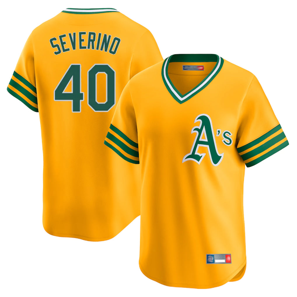 Athletics #40 Luis Severino Player Gold Cooperstown Collection T-shirt Game Gdoa Stitched Jerseys