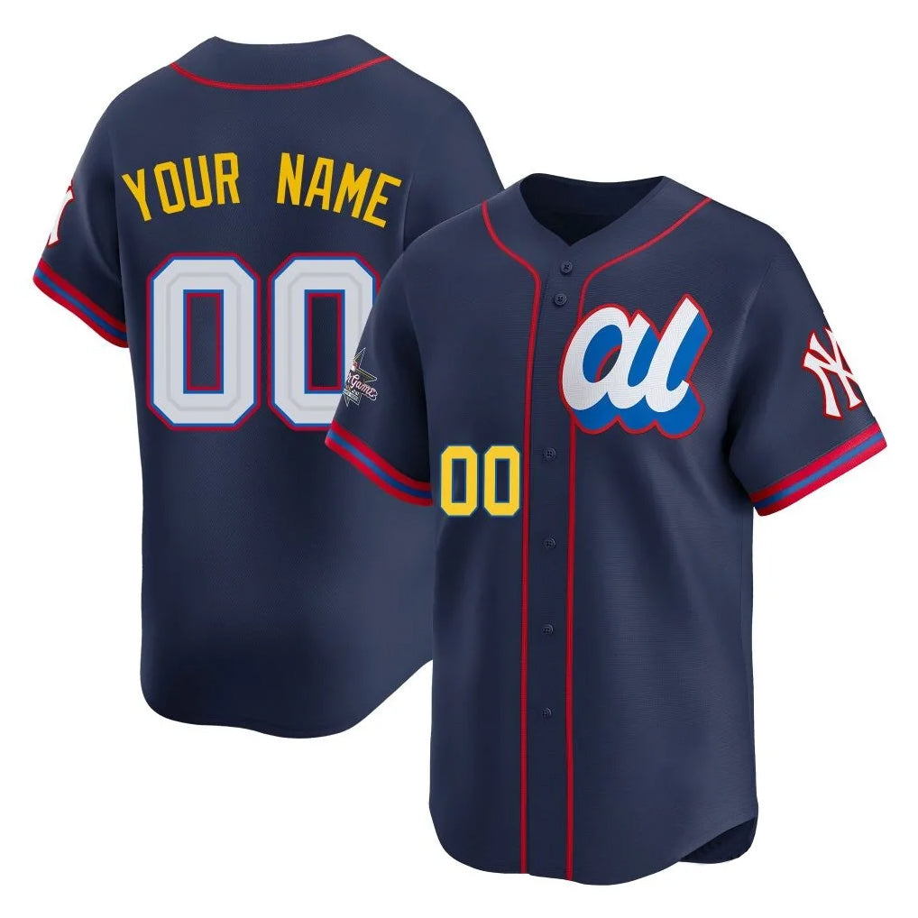 Custom NY.Yankees Navy All Star Limited Home Any Name & Number Gdoa Stitched Jerseys