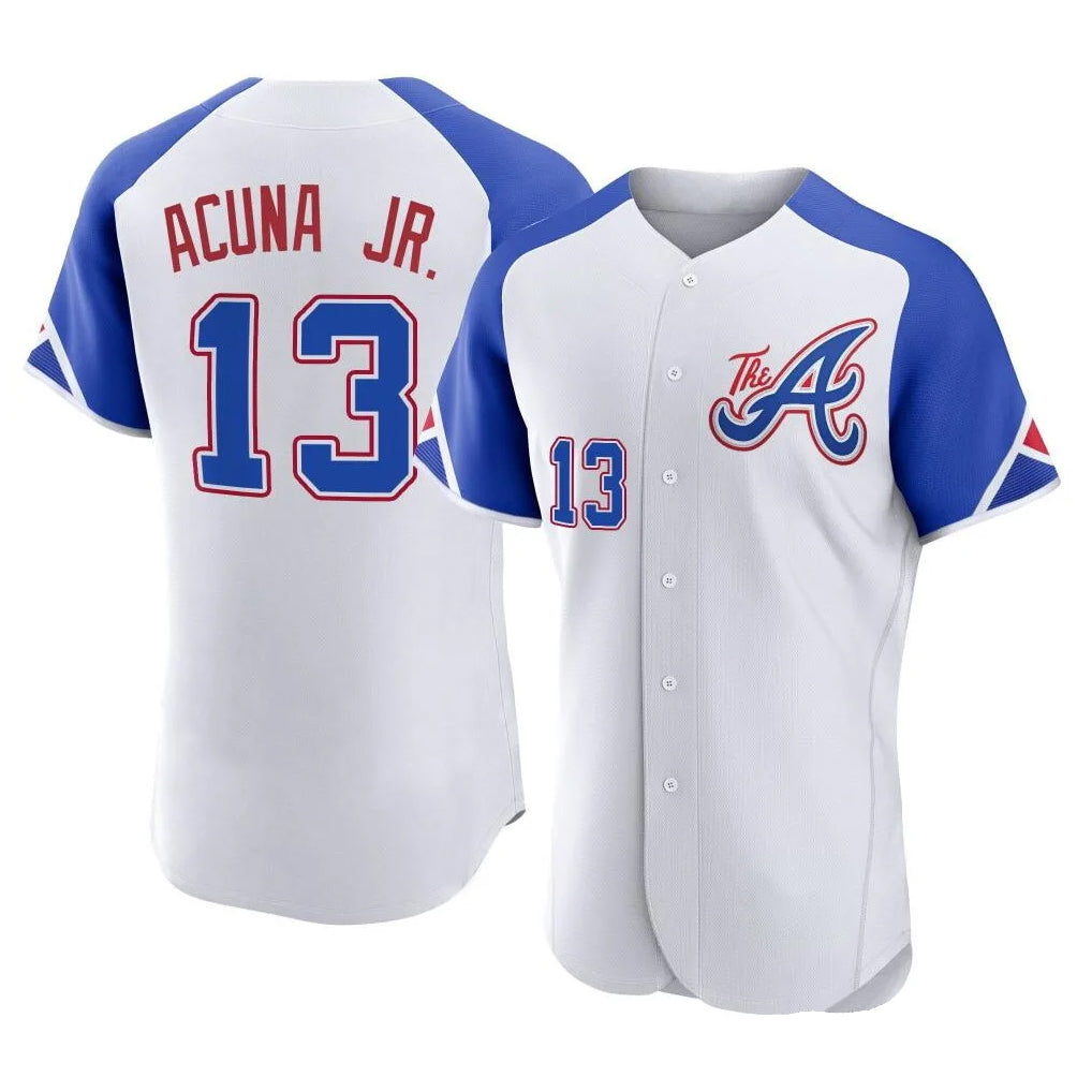 A.Braves #13 Ronald Acuna Jr Player White City Connect Limited Elite Home Game Gdoa Stitched Jerseys